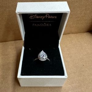 Disney Parks Pandora Sparkling Teardrop Halo Ring size 6